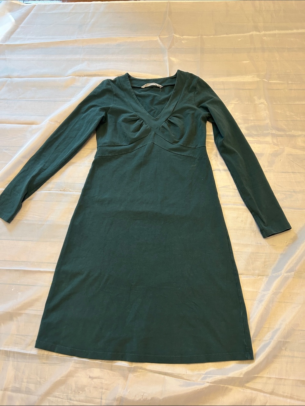 Athleta Deep Teal Long Sleeve V-Neck Dress